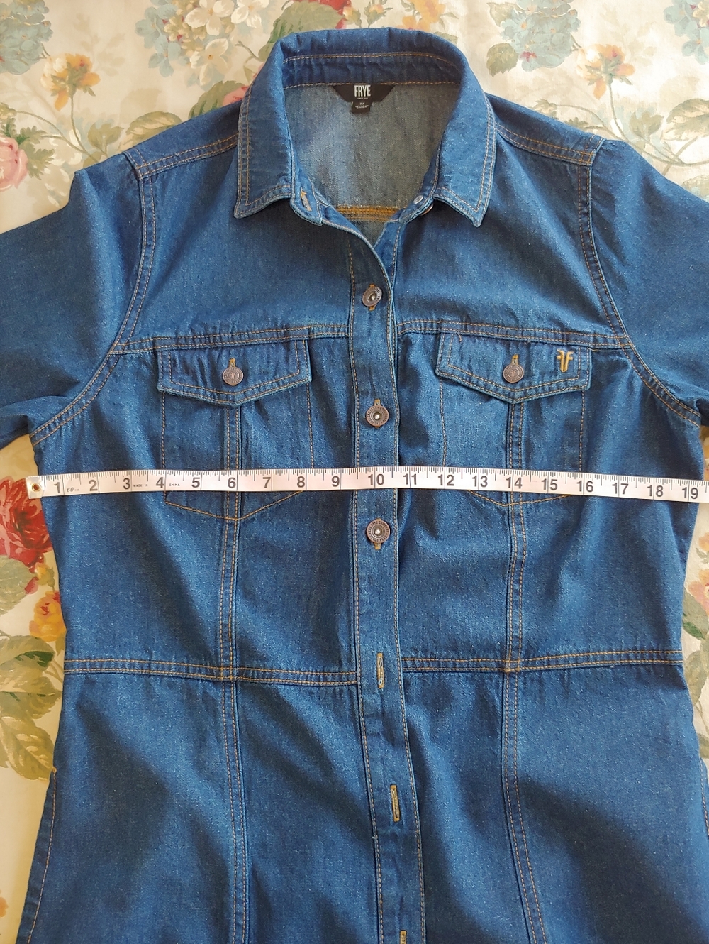 FRYE Blue Denim Button-Front Cotton Dress Women's Medium - Picture 7 of 16